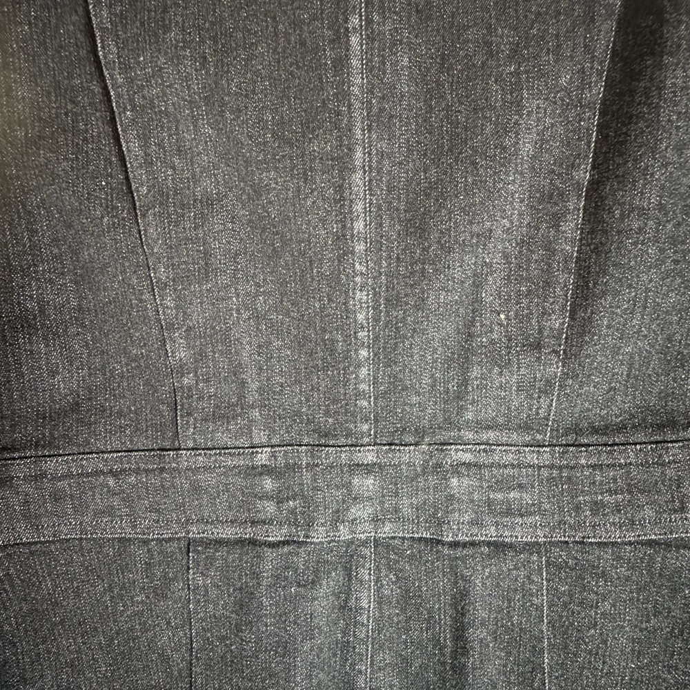 Vtg Ralph Lauren 6 Pocket Skirted Pleat Back Thick Black Denim Jacket Petite M - Picture 10 of 10